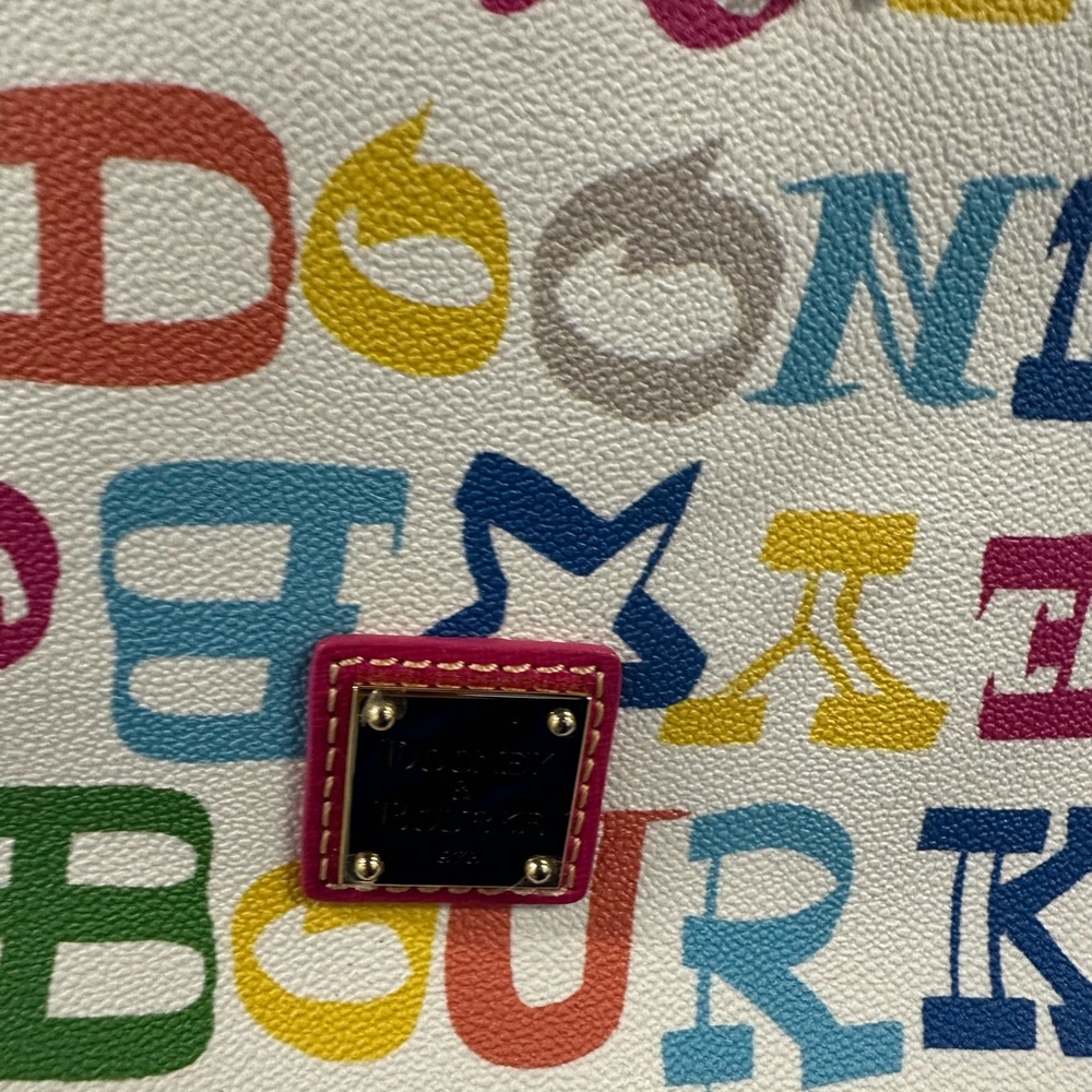 Dooney & Bourke White Multicolor Logo Crossbody with Pink Trim - Picture 2 of 9